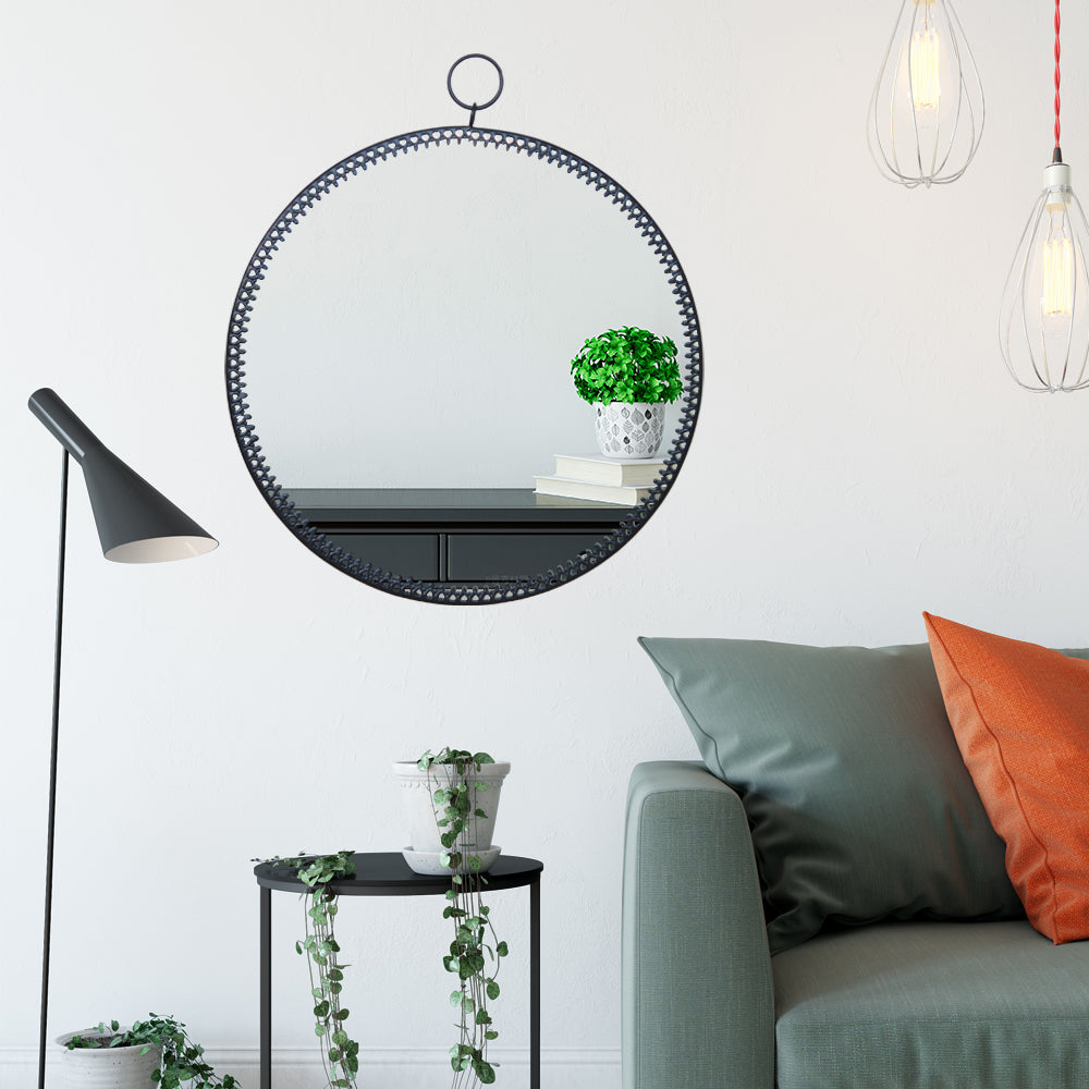 Decorative Wall Mirror with Lace Egde (Black)