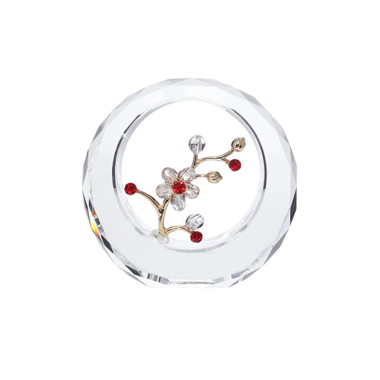 Clear Plum Blossom Figurine with an Outer Circular Ring for Home Decor