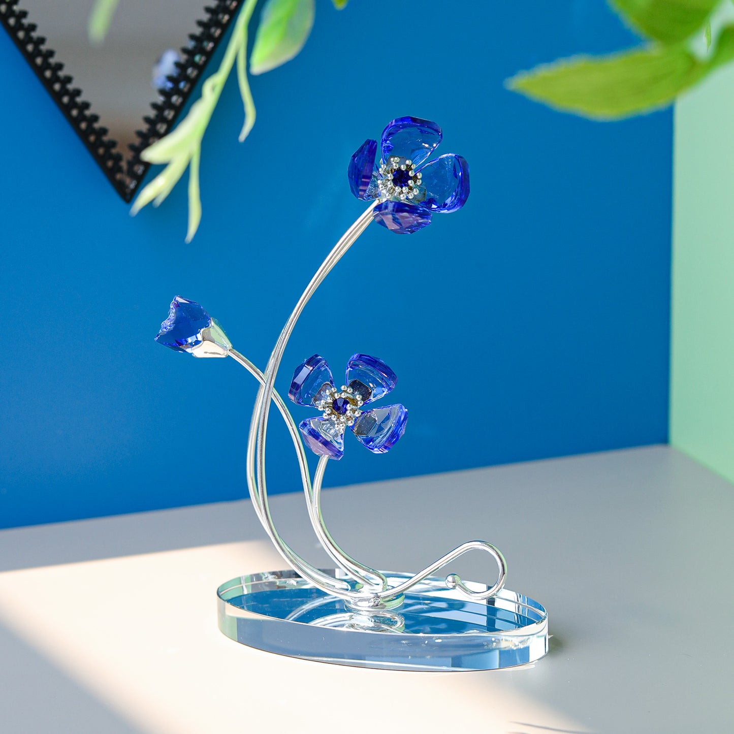 Crystal Violet Flower Figurine for Home Decor