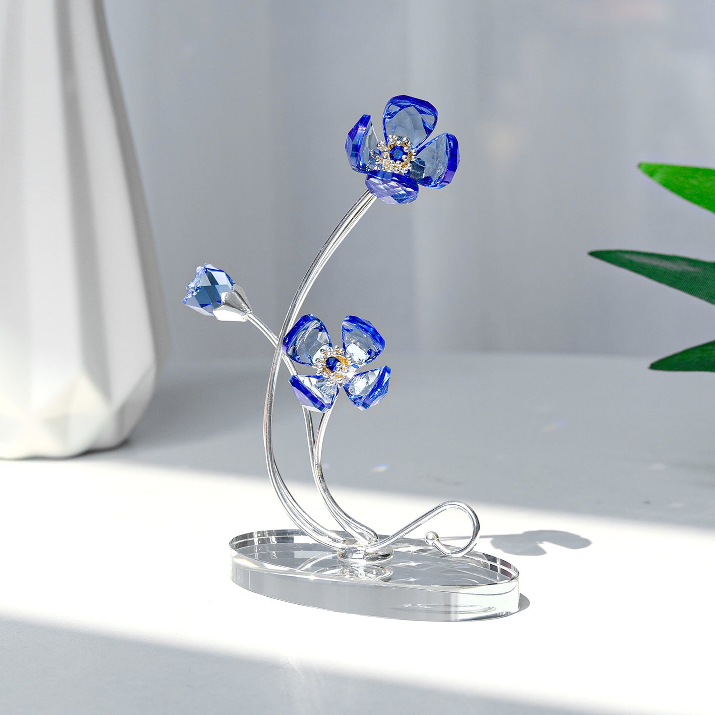 Crystal Violet Flower Figurine for Home Decor