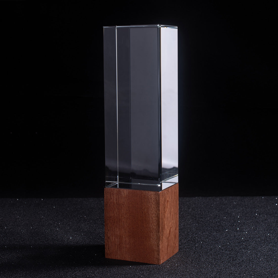 Longwin Wooden Trophy with Cuboid Crystal