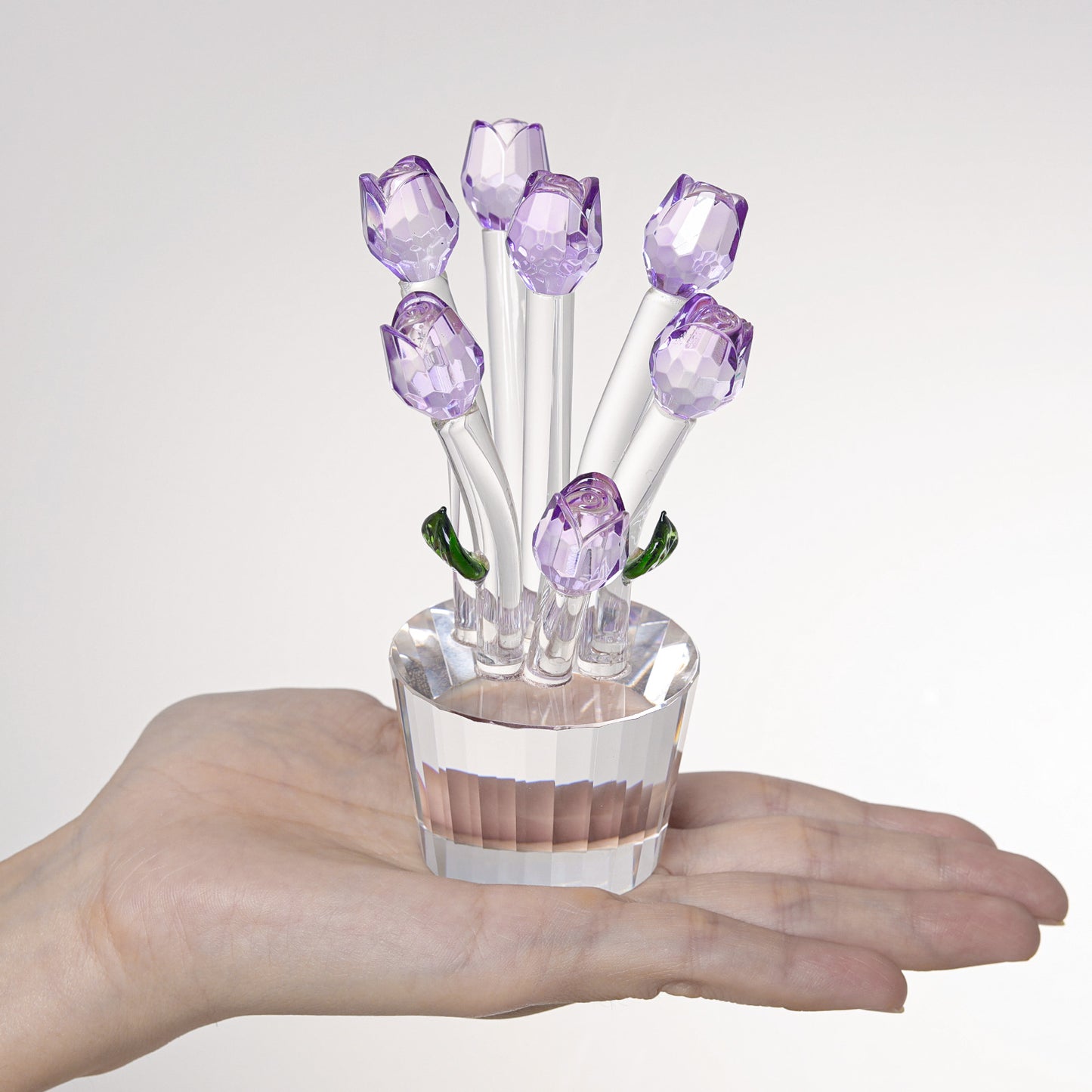 Crystal Rose with Clear Flowerpot