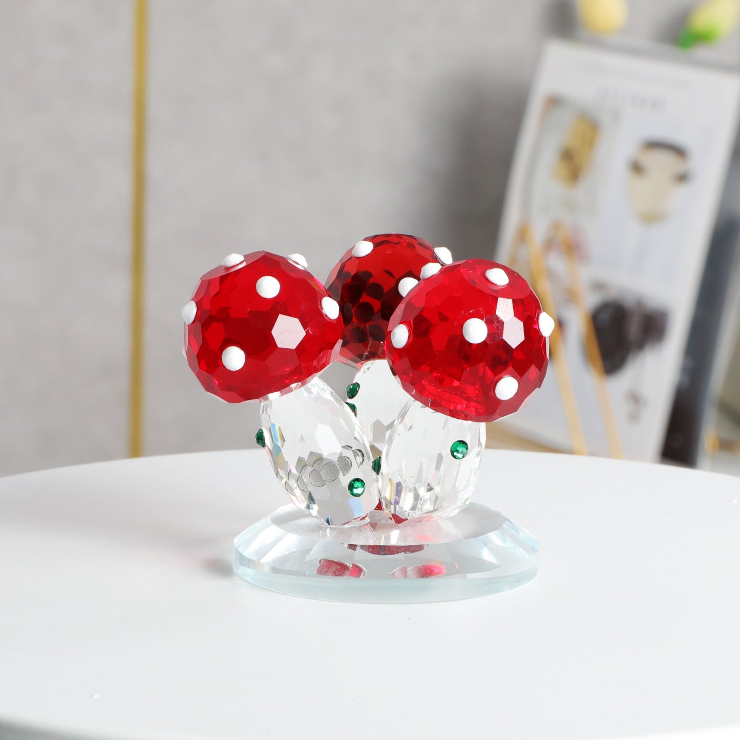 Crystal Tricolor Mushroom Figurine