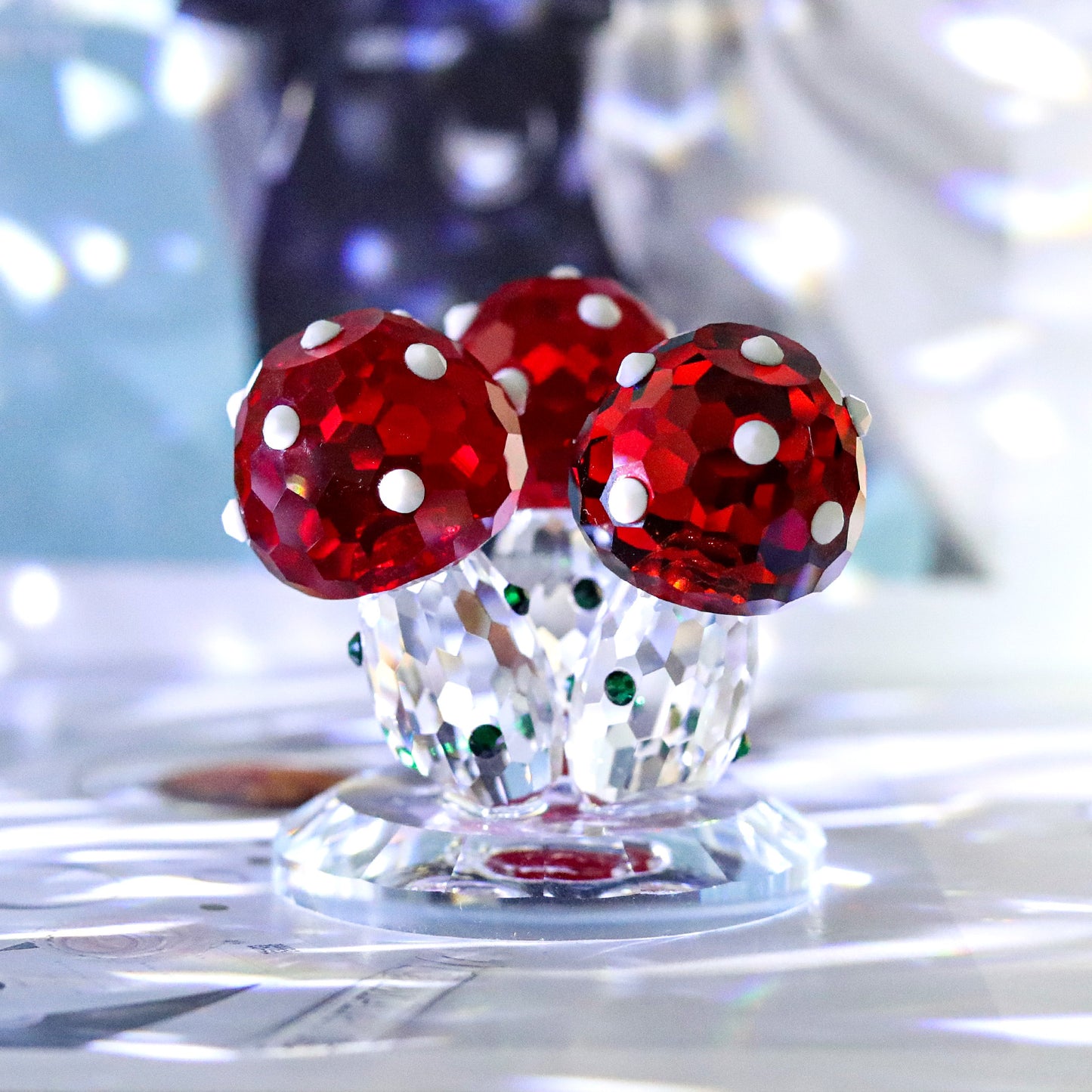 Crystal Tricolor Mushroom Figurine