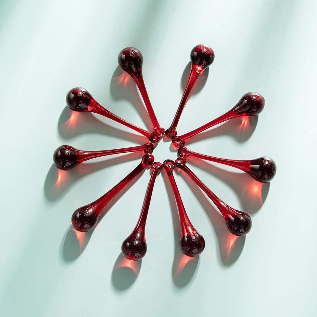 Red Crystal Teardrop Shaped Pendant Ornaments for Chandelier (20 pcs)