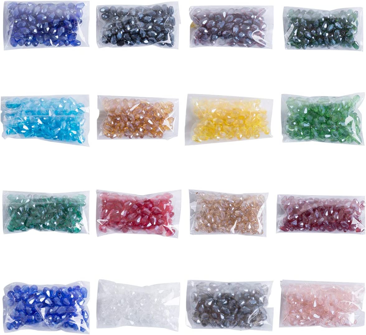 4x6mm Crystal Teardrop Shaped Beads for DIY Beading Projects (1600 pcs)