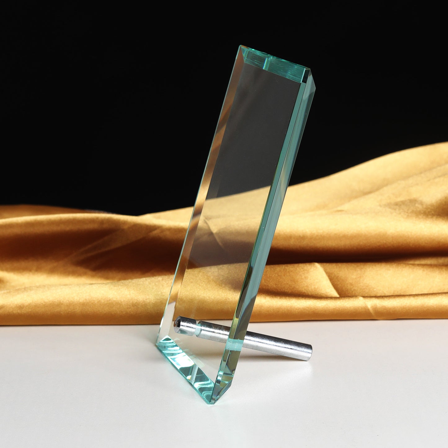 JGC-64 Longwin Rectangle Crystal Trophy with Metal Stand